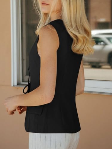 Womens Tie Front Blazer Vest Summer Sleeveless V Neck Tank Top 2025 Casual Business Waistcoat