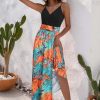 Women Summer 2025 Maxi Dress Vacation Floral Spaghetti Strap Spring Casual Boho Split Beach Long Flowy Sundress