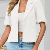 Womens Puff Short Sleeve Blazers Business Casual Button Down Lightweight Suit Jackets