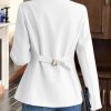 Womens Business Casual Fitted Blazers Collarless Split Hem Work Office Button Down Suit Jackets