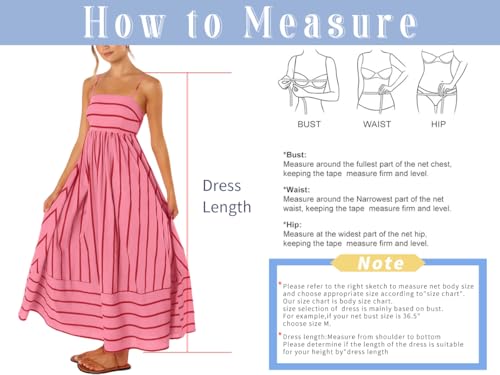 Women's Striped Back Smocked Maxi Dress Sexy Spaghetti Strap Cut Out Flowy Swing Long Dress