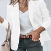 Womens Plus Size Casual Blazers Open Front Long Sleeve Work Office Suit Jackets White