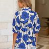 Womens Floral Babydoll Blouse Peplum Puff Sleeve V Neck Tops Casual Pleated Loose Fit Boho Shirts