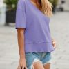 41TvyaoHadL.jpg Womens Summer V Neck T Shirts Casual Short Sleeve Flowy Tops Cute Loose Fit Basic Tees