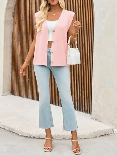 Womens V Neck Sweater Vest Casual Button Down Knit Vest Outerwear Sleeveless Trendy Cardigans