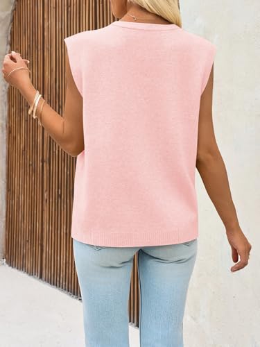 Womens V Neck Sweater Vest Casual Button Down Knit Vest Outerwear Sleeveless Trendy Cardigans