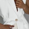 Women's Work Casual Sleeveless Blazer Vest Fashion Open Front Lapel Elastic Waist Blazer Jackets with Pockets