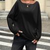 Womens Oversized Off The Shoulder Tops Fall Casual Lantern Long Sleeve T Shirts Trendy Loose Fit Tunics