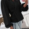 Womens Puff Long Sleeve Blazers V Neck Wrap Cropped Trench Coat Work Office Dressy Casual Suit Jackets