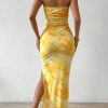 Women's Summer Strapless Dresses 2025 Maxi Bodycon Tube Top Dress Floral Beach Vacation Clothes for Women