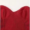 Women's Red Shiny Dress Strapless Lace Up Back Drawstring Bodycon Sexy Party Club Dresses