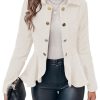 Elegant Women Blazer Business Work Office Peplum Hem Jacket Open Front Herringbone Coats