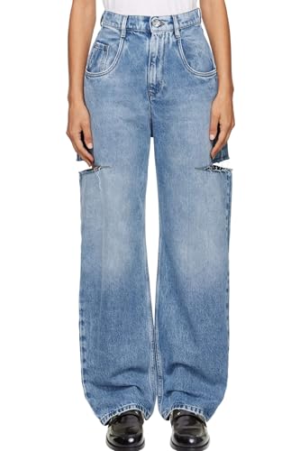 Womens High Waisted Baggy Jeans Side Cut Out Wide Leg Stretchy Trendy Denim Pants with Pockets