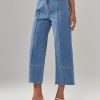 Womens Baggy Wide Leg Cropped Jeans Casual High Waisted Loose Vintage Denim Pants with Pockets