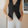 Womens Tie Front Blazer Vest Summer Sleeveless V Neck Tank Top 2025 Casual Business Waistcoat