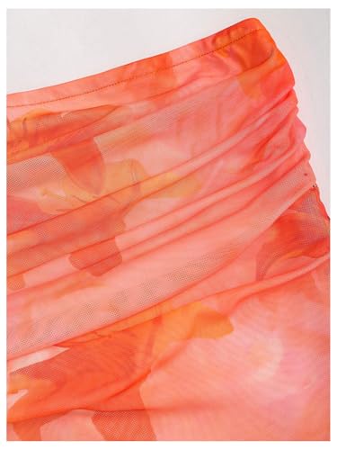 Women's Floral Print Strapless Bodycon Tube Top Dress Sleeveless Summer Wedding Guest Cocktail Sundresses