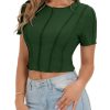 Womens Short Sleeve Crop Tops Summer Fitted Ribbed Knit Tee Shirts Trendy Casual Y2k Going Out Shirts