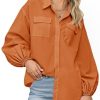 41ayhwEyjtL.jpg Womens Oversized Button Down Shirts Puff Long Sleeve Collared V Neck Cotton Blouses Linen Loose Fit Tops