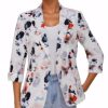 Womens Blazers 3/4 Sleeve Lightweight Office Work Blazer Jacket
