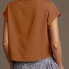 Womens Summer Cap Sleeve Blouse V Neck Casual Dressy Work Tops Loose Fit Elegant Textured Shirts