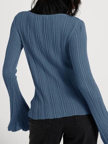 41cFlpxPPnL.jpg Womens Bell Long Sleeve Tops Going Out Knitted Pullover Sweater 2025 Fall Fashion Lightweight Winter Shirts