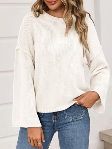Womens Oversized Crew Neck Sweater Fall Long Sleeve Knit Tops Trendy Casual Loose Fit Pullover Sweaters