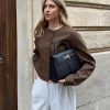 Womens Balloon Long Sleeve Blazer Cropped Collarless Button Down Suit Jackets Business Casual Fall Outerwear
