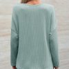 Womens Notch V Neck Tunic Tops Textured Ribbed Knit Long Sleeve T Shirts Loose Fit Fall Casual Tees with Pocket