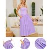 Women's Summer Strapless Dress Solid Hot Shot Off Shoulder Sundresses Flowy Long Casual Dress for Beach Purple