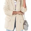 Women's Woolen Blazer Jackets Casual Long Sleeve Notch Lapel Open Front Work Office Blazers