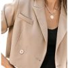 Cropped Blazers for Women Business Casual Open Front Long Sleeve Suit Jacket Trendy Oversized Work Office Blazer