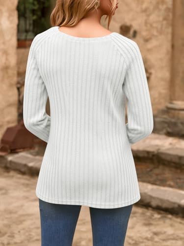 Womens Long Sleeve Fuzzy Tunic Tops Knit Casual Dressy Pullover Sweatshirt Fall Loose Fit Crew Neck Shirts Blouse
