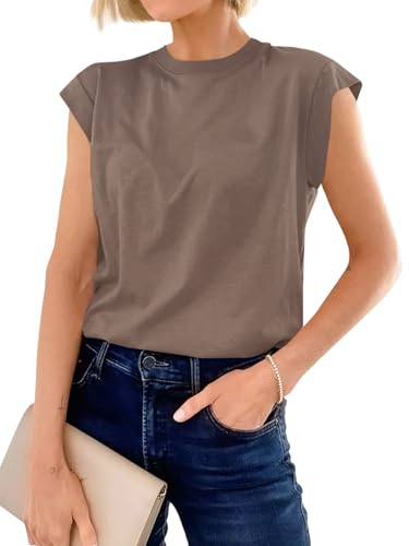 41gfchXQ5L.jpg Womens Cap Sleeve Cotton Tank Tops Summer Casual Loose Fit T Shirts Crew Neck Basic Tee