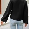 Womens Puff Long Sleeve Blazers V Neck Wrap Cropped Trench Coat Work Office Dressy Casual Suit Jackets