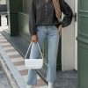 Womens Puff Long Sleeve Blouse Gingham Pleated V Neck Button Down Shirts Loose Fit Dressy Casual Fall Tops