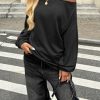 Womens Oversized Off The Shoulder Tops Fall Casual Lantern Long Sleeve T Shirts Trendy Loose Fit Tunics
