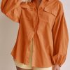 41iaAcH7zrL.jpg Womens Oversized Button Down Shirts Puff Long Sleeve Collared V Neck Cotton Blouses Linen Loose Fit Tops