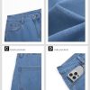 Womens Baggy Wide Leg Cropped Jeans Casual High Waisted Loose Vintage Denim Pants with Pockets