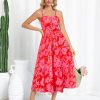 Women's Summer Floral Dress 2025 Spaghetti Strap Smocked Tiered Casual Boho Maxi Long Sundress with Pockets
