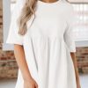 Womens Summer Babydoll Tops Oversized Short Sleeve Crewneck T Shirts Peplum Casual Loose Blouse