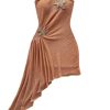 Women's Strapless Tube Mini Dress Ruched Sleeveless Asymmetrical Hem Vacation Summer Dresses