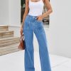 Womens Wide Leg Jeans High Waisted Stretchy Baggy Loose Denim Casual Pants with Pockets
