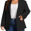 Womens Plus Size Casual Blazers Open Front Long Sleeve Work Office Suit Jackets Black