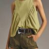 Womens Peplum Babydoll Tank Tops Summer Sleeveless Loose T Shirts Casual Shirred Flowy Tops