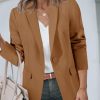 Womens Blazers Open Front Long Sleeve Suit Jackets Business Casual Outfits Brown