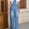 Women's Denim Bib Overalls Casual Adjustable Strap Wide Leg Jean Jumpsuits Loose Fit Long Rompers with Pockets