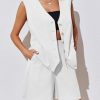 Womens Summer Blazer Vest 2 Piece Sets V Neck Sleeveless Button Down Waistcoat and High Waisted Work Suit Short Set
