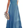 41neFG3k9L.jpg Womens Summer Cotton Strapless Elastic Smocked Boho Beach Casual Flowy Maxi Tube Dresses