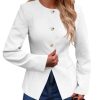 Womens Business Casual Fitted Blazers Collarless Split Hem Work Office Button Down Suit Jackets