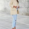 Women's Woolen Blazer Jackets Casual Long Sleeve Notch Lapel Open Front Work Office Blazers